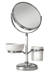 Table Mirror & Cosmetic Holder Chrome 1X/3X**