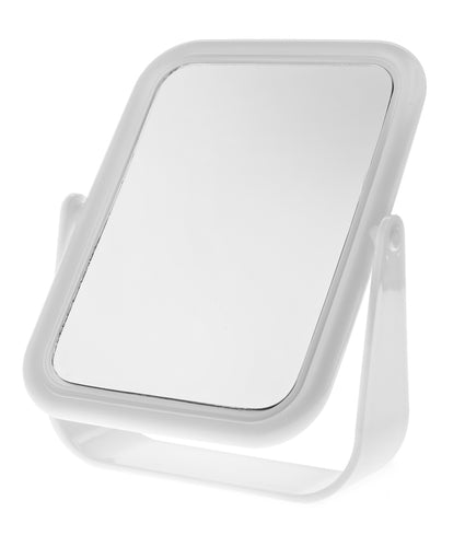 Plastic Mirror Oblong White Standing