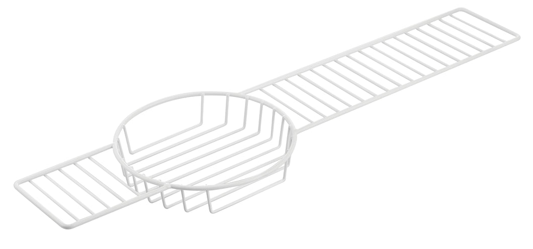 Over Bath Rack with Round Tray Plastic Coating White**