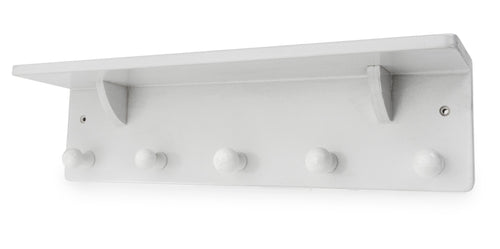 Wooden Wall Hanger 5 Hook White**