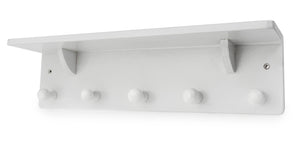 Wooden Wall Hanger 5 Hook White**