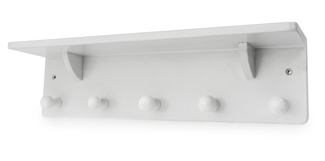 Wooden Wall Hanger 5 Hook White**