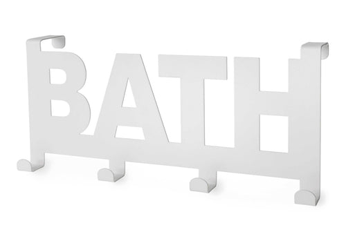 White Over Door Hook BATH**