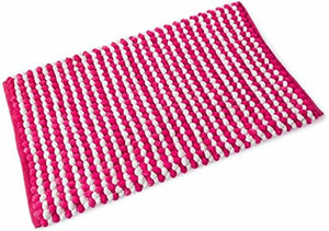 Two Tone Chenille Bath Mat Bright Pink/White**