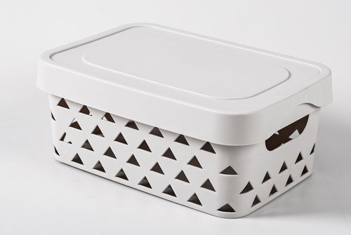 Pyramids Storage Box W/Lid Light Grey**