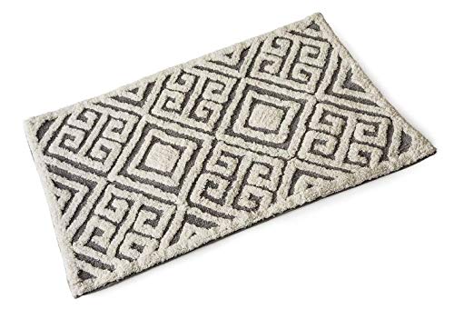 Geometric II Cotton Bath Mat White/Grey**
