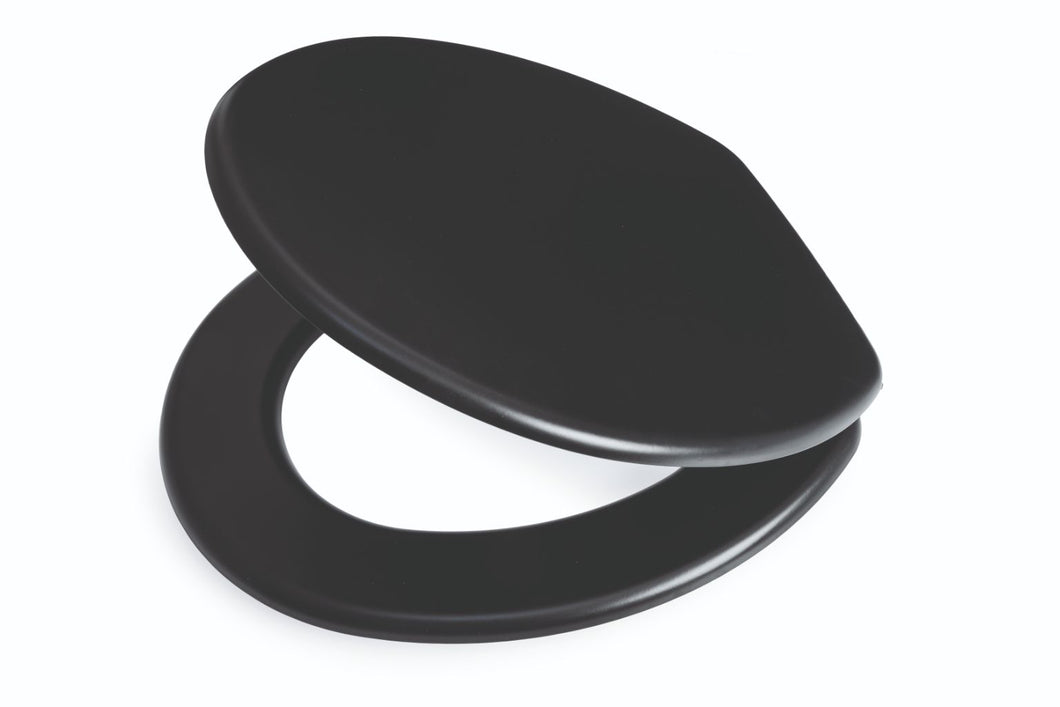 Hampton Black MDF Toilet Seat SS Hinge