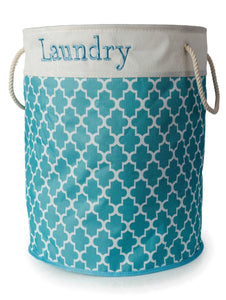 Moroccan Print Round Laundry Hamper**