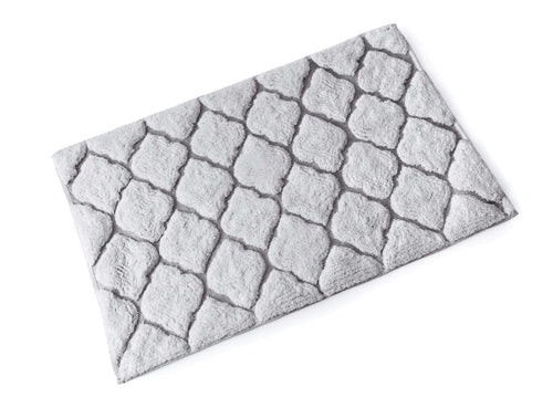 Moroccan Bath Mat White/Silver**