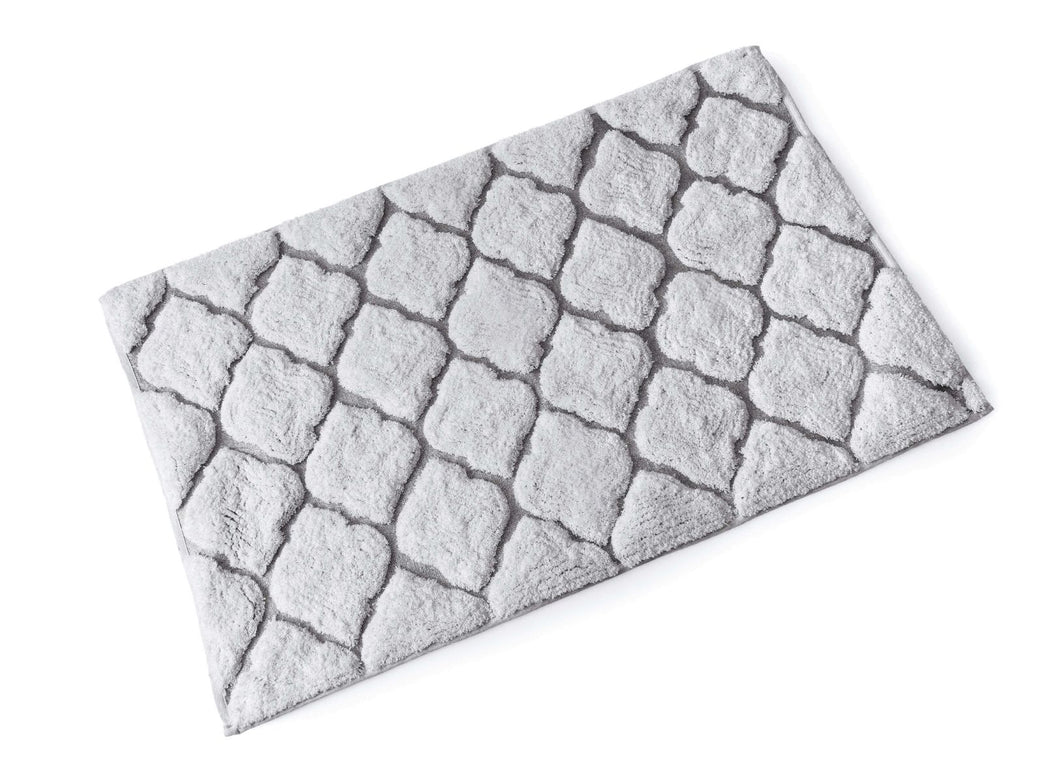 Moroccan Bath Mat White/Silver**