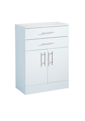 Canterbury Floor Cabinet Double Drawer High Gloss White