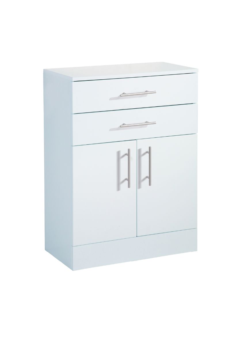 Canterbury Floor Cabinet Double Drawer High Gloss White**