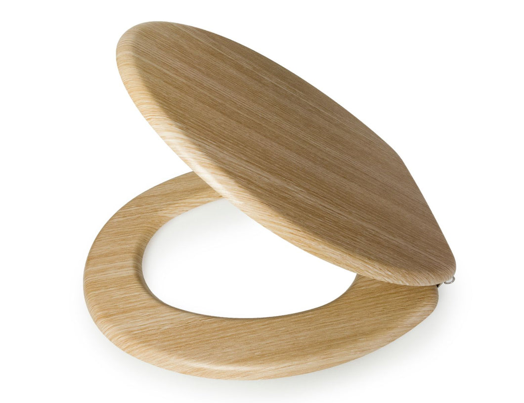 Hampton Oak MDF Toilet Seat SS Hinge