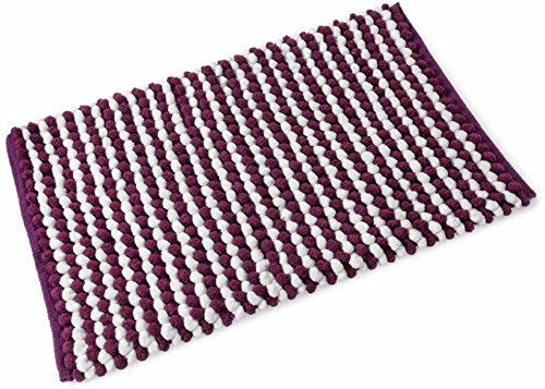 Two Tone Chenille Bath Mat Aubergine/White**