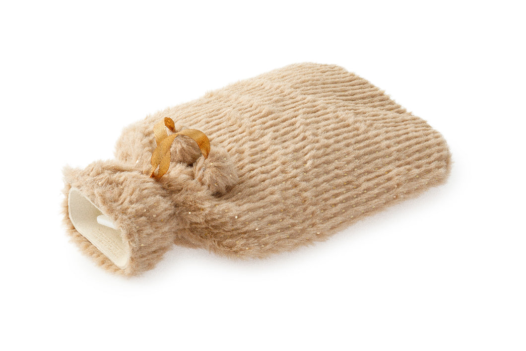 2L Hot Water Bottle + Cream/Gold Cover**