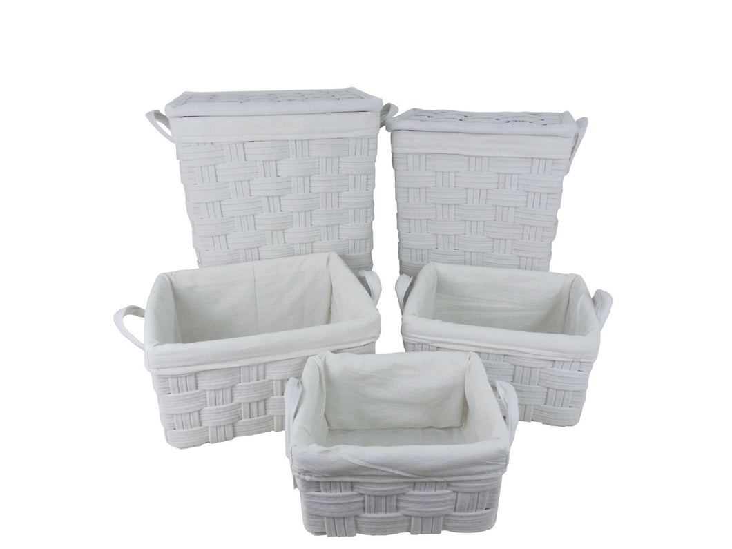 Milan Woven 5pc Storage Set White**