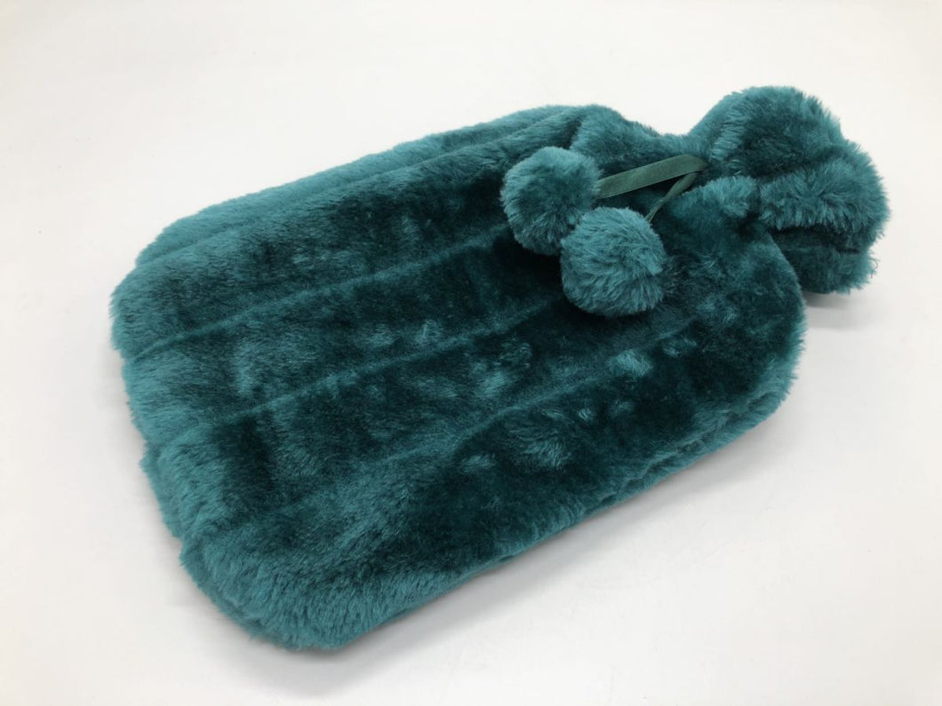 2L Hot Water Bottle + Fur Cover Emerald