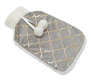 2L Hot Water Bottle Grey/Gold Morrocan Design