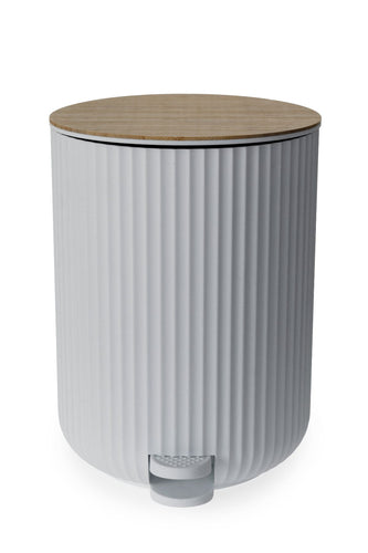 Berkeley Pedal Bin - White W/Bamboo Lid