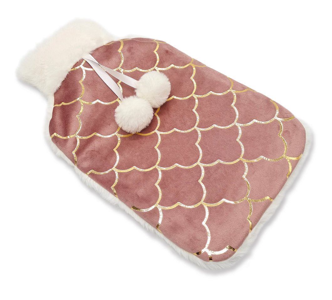 2L Hot Water Bottle Pink/Gold Moroccan Design