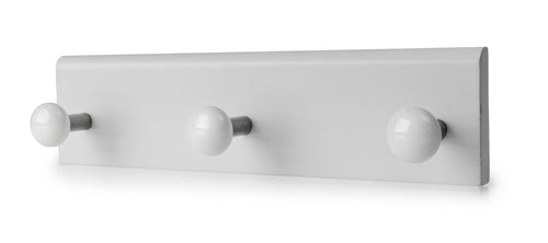 Wooden Wall Hanger 3 Hook White**