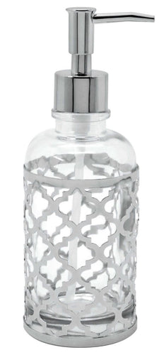 Moroccan Silver Glass Soap Dispenser**
