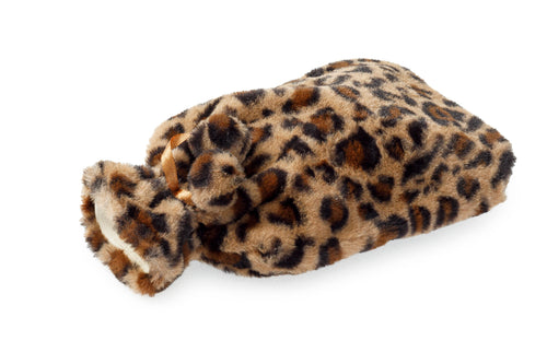 2L Hot Water Bottle + Leopard Print Fur Cover**