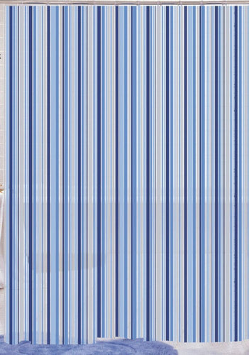 Peva Shower Curtain Linear Stripe Blue**