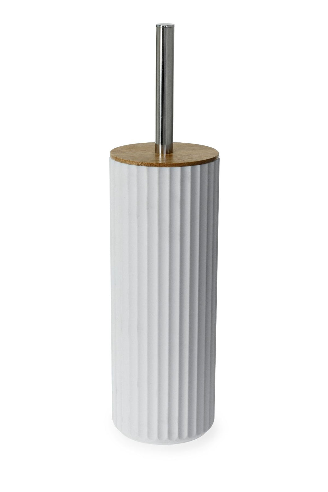 Berkeley Toilet Brush - White W/Bamboo Lid