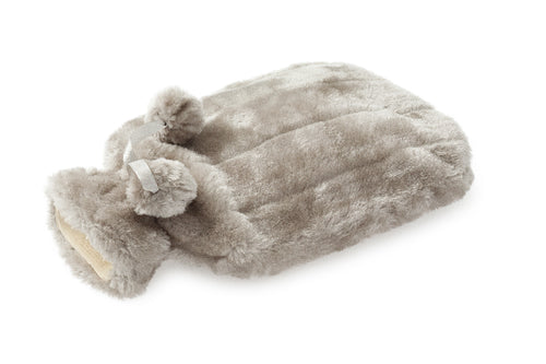 2L Hot Water Bottle + Fur Cover Silver