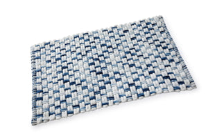 Microfibre Cable Knit Bath Mat Blue**