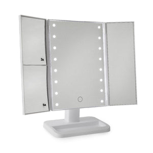LED 3 Sided Desktop Mirror White**