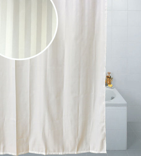 Polyester Satin Stripe Shower Curtain - White