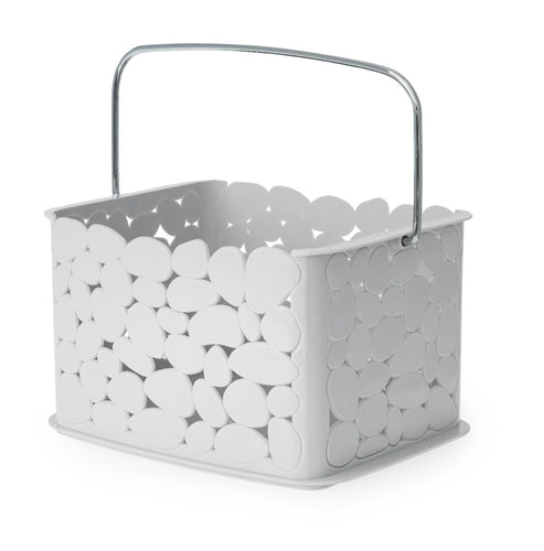 Pebble Storage Basket With Handle Light Grey**