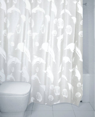 Dolphin Peva Shower Curtain White**