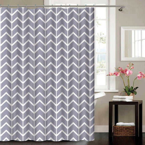 Chevron Grey Dobby Polyester Shower Curtain