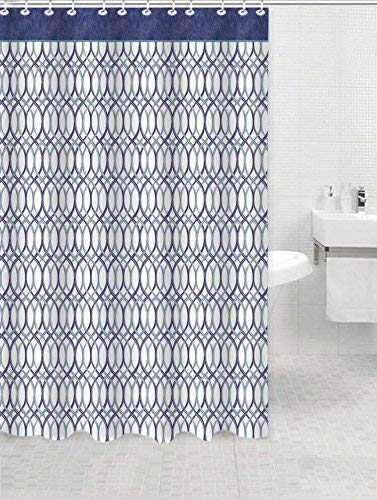 2PC Shower Curtain + Bath Mat Set - Blue Swirl**